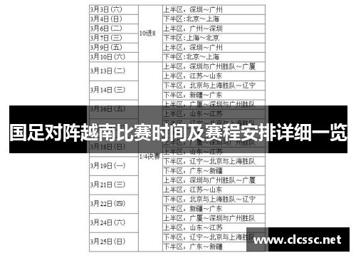 国足对阵越南比赛时间及赛程安排详细一览 国足对阵越南比赛时间及赛程安排详细一览