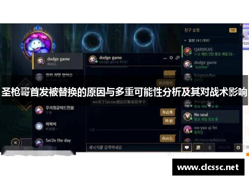 圣枪哥首发被替换的原因与多重可能性分析及其对战术影响